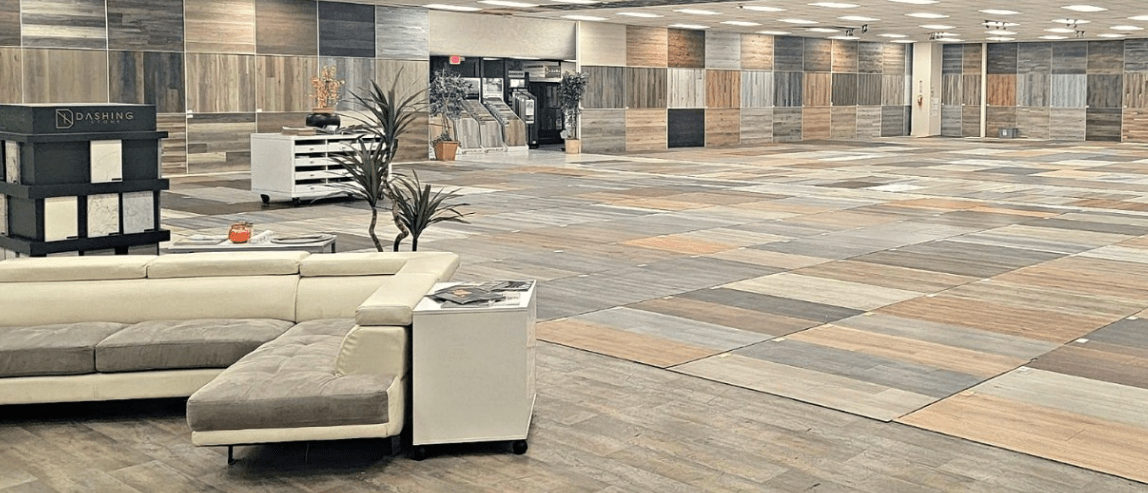 Pay It Forward Flooring Las Vegas showroom with flooring samples and displays
