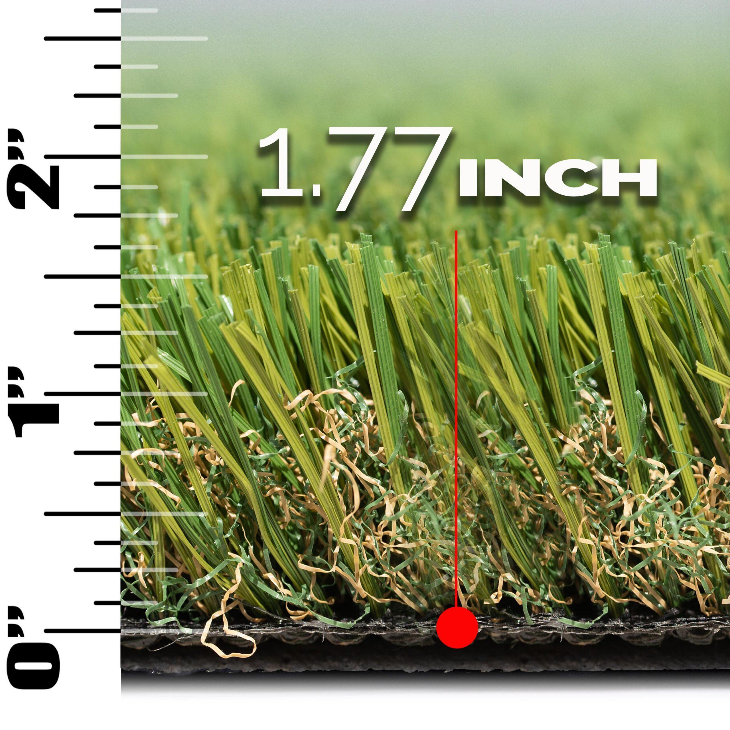Viridian Green 91oz artificial turf pile height detail