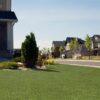 Viridian Green 91oz artificial turf room scene
